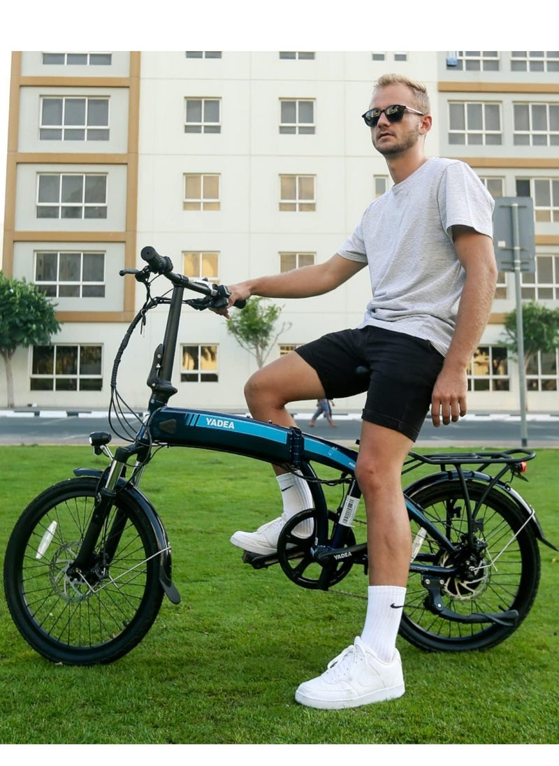 YADEA - YADEA Black YF100 20 Inch Folding Electric Bike - 1 Year Warranty - Rear Motor 36V 250W Foldable E-Bike - 7 Speed Shimano Gears - Max Range up to 45 KM - 55 KM Range - Load Capacity 80 KG - Image 1