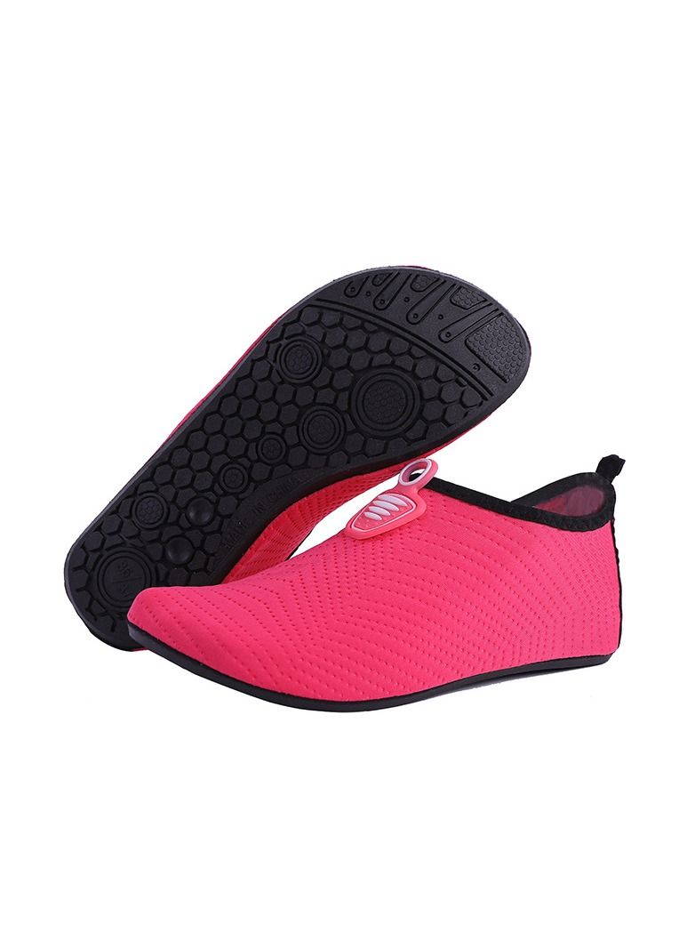 Loquat Men/Women Rubber Thick Soled Beach Socks, Shoes, Swimming Shoes Rose Red 