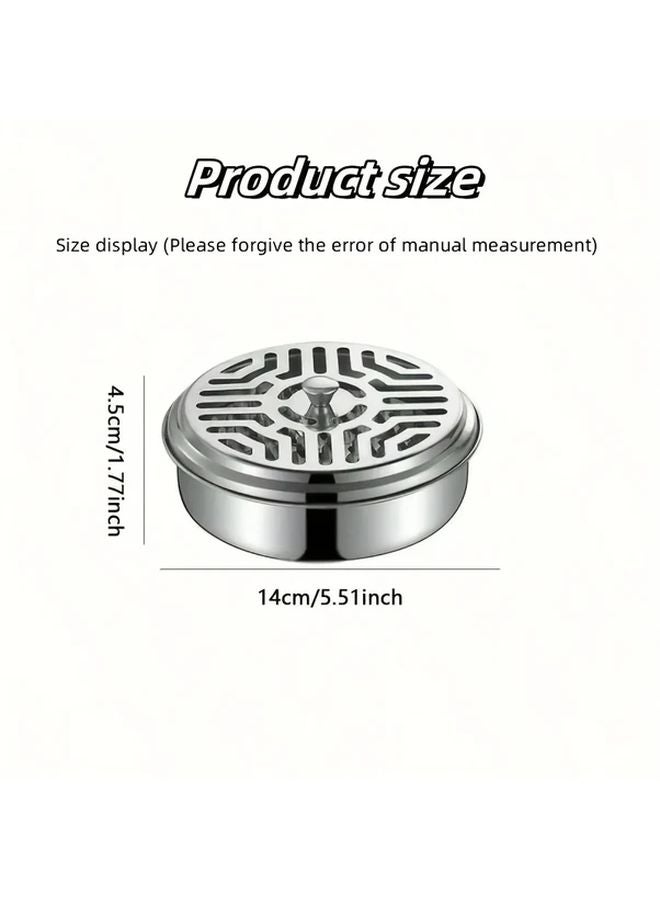 3pcs Stainless Steel Mosquito Coil Holder Portable Repellent Incense Burner Box Silvery - Image 4