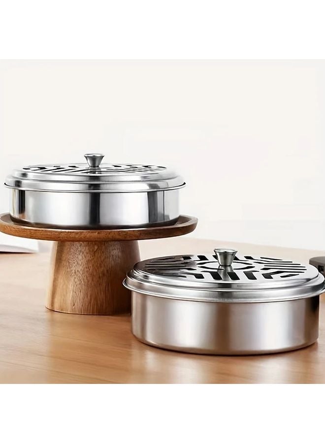 3pcs Stainless Steel Mosquito Coil Holder Portable Repellent Incense Burner Box Silvery - Image 5