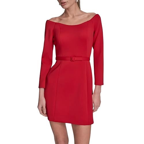 BCBGeneration BCBG Women's Off The Shoulder Long Sleeve, Red Hot,0 - Image 1