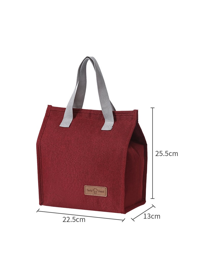 Generic Thick Insulated Lunch Bag Large Capacity Handheld small size wine red 