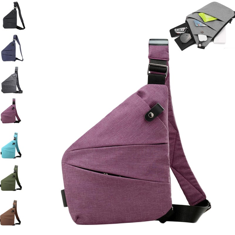 ocalil Anti Theft Travel Bag,Anti Theft Crossbody Bag, Sling Bag Travel Crossbody Bag for Women Men(Right,purple) - Image 1