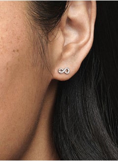 PANDORA Pandora Moments Cubic Zirconia Women's Classic 925 Silver Shining Eternal Symbol Earrings 298820C01  - Image 3