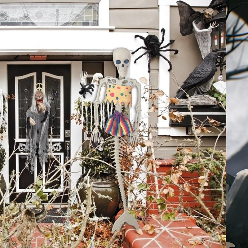 klarako Life Size Skeleton Mermaid Skeleton Halloween Outdoor Decorations, 31.5 inch Realistic Full Body Posable Joints Mermaid Bones Scary Halloween Skeleton Life Size, Haunted House Props Decor (B) - Image 3