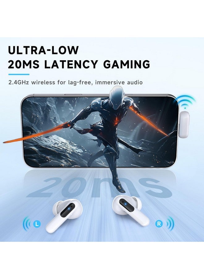 RYR Wireless Earbuds, Bluetooth 5.3 Headphones Bass Stereo, Ear Buds with Noise Cancelling Mic LED Display, 2.4GHz Gaming Earbuds, 36Hs Playtime for Meta Quest 3/2, PS5/4, Steam Deck, VR, Switch, PC - Image 3