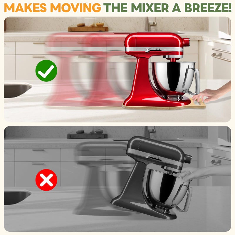 GTQYYF Compatible with Kitchen aid 4.5-5 Qt Bamboo Mixer Slider - Appliance Slider for Tilt Head Kitchen aid Stand Mixer Artisan, Countertop Storage Mover Sliding Tray with Ergonomic Handle - Image 2