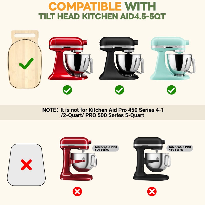 GTQYYF Compatible with Kitchen aid 4.5-5 Qt Bamboo Mixer Slider - Appliance Slider for Tilt Head Kitchen aid Stand Mixer Artisan, Countertop Storage Mover Sliding Tray with Ergonomic Handle - Image 3