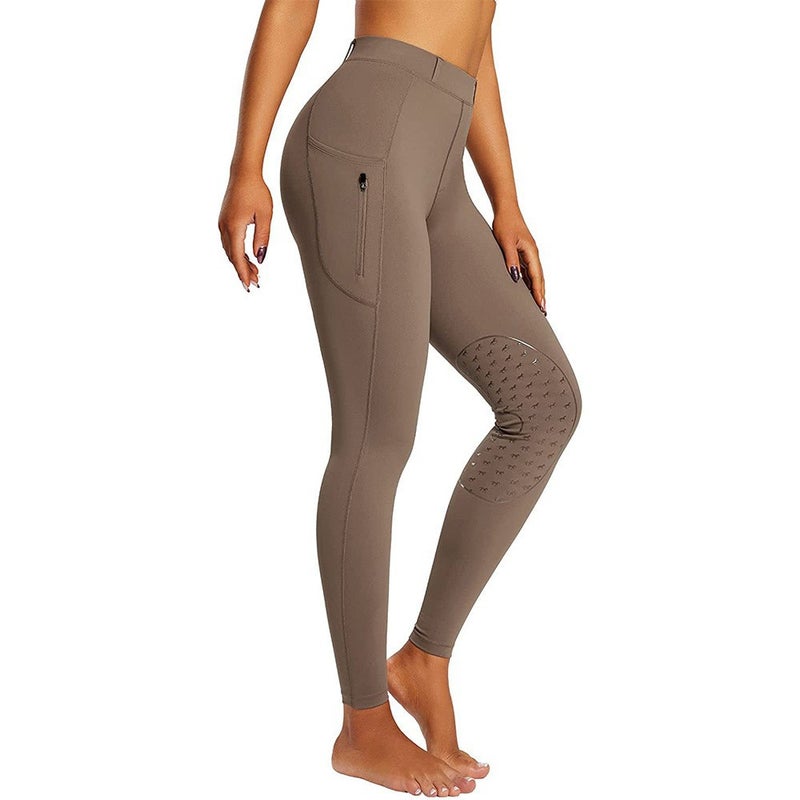 Generic Men Women Equestrian Riding Silicone Pants Quick Dry F104 khaki