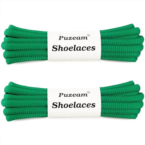Puzeam 2 Pairs Oval Athletic Shoelaces 33 Colors 1/4" Half Round Shoe Laces for Sneakers - Green 80 - Image 3