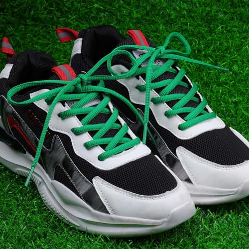 Puzeam 2 Pairs Oval Athletic Shoelaces 33 Colors 1/4" Half Round Shoe Laces for Sneakers - Green 80 - Image 4