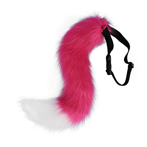 JUNBOON Faux Fur Tail for Cosplay Halloween Party Costume (Peach white) - Image 1