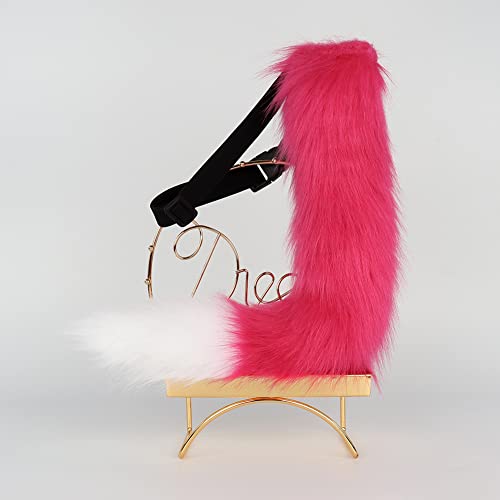 JUNBOON Faux Fur Tail for Cosplay Halloween Party Costume (Peach white) - Image 2