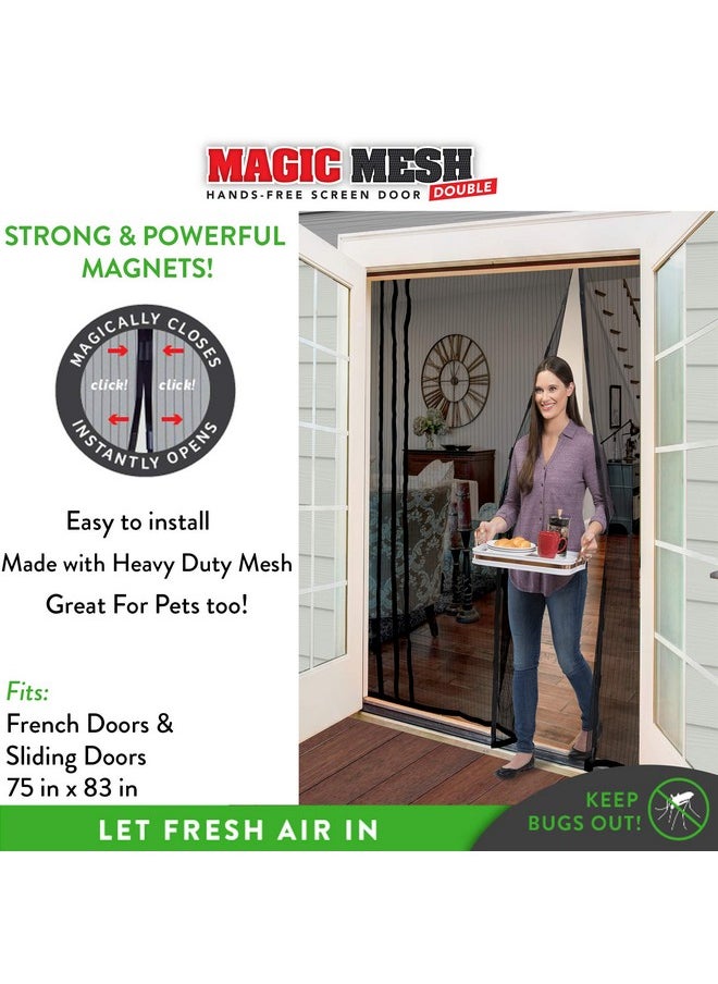 Magic Mesh Magic Mesh Double Door | Magnetic Screen Door for Patio, French & Sliding Doors, Heavy Duty Magnetic Closure, Bug Screen for Doorways, Kid & Pet Friendly | Size 75" x 83" (Pack of 1)  - Image 1