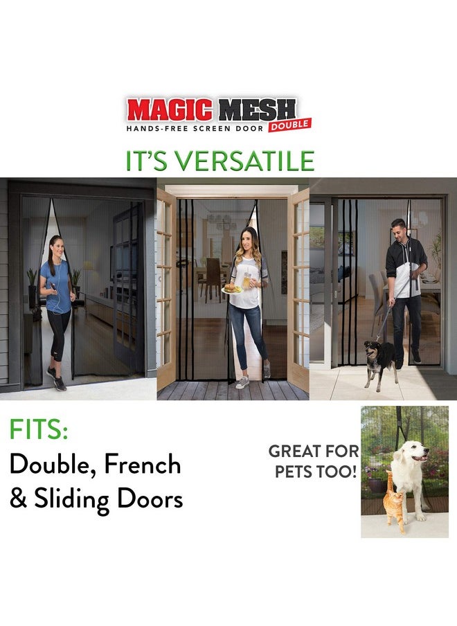Magic Mesh Magic Mesh Double Door | Magnetic Screen Door for Patio, French & Sliding Doors, Heavy Duty Magnetic Closure, Bug Screen for Doorways, Kid & Pet Friendly | Size 75" x 83" (Pack of 1)  - Image 2