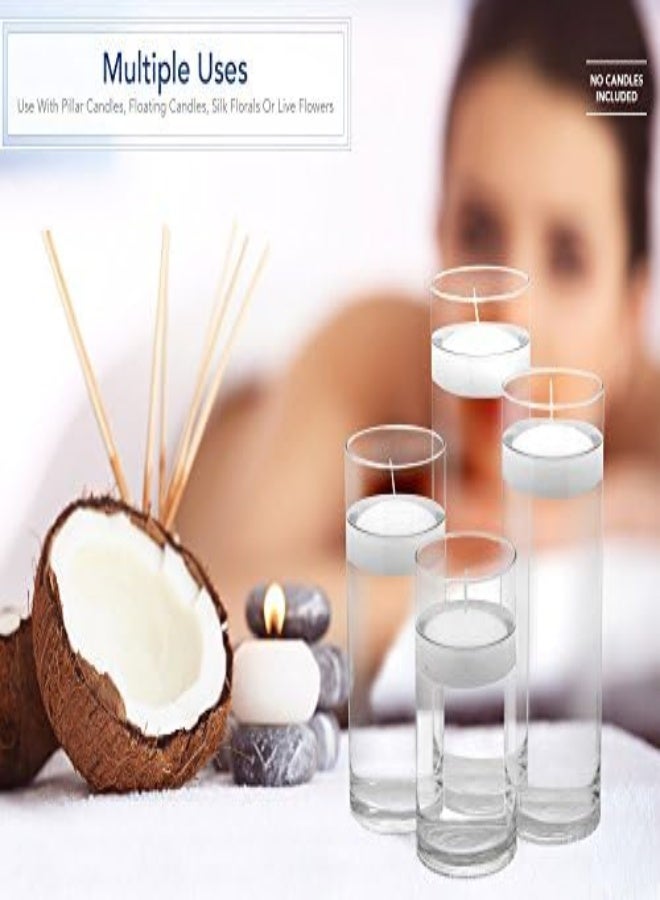 AKDC Royal Imports Glass Cylinder Flower Centerpiece Vases Set Of 4 - Hurricane Candle Holder For Pillar, Floating, Tealights - Use For Floral, Wedding Table, Home Decor, Party, Holiday - Image 3