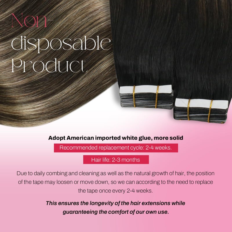 Moresoo Tape in Hair Extensions Human Hair Ombre Tape in Extensions Real Human Hair Balayage Off Black to Brown Mix with Blonde Tape in Hair Extensions Straight Human Hair 24 Inch #1B/3/27 20pcs 50g - Image 3