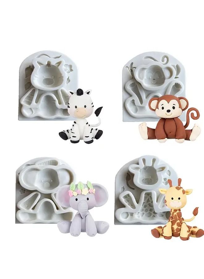 قالبة السيليكون على شكل زرافة لتماثيل الجبس أو الطين الطري للبقر والقرد والفيل وفرس النهر - Image 2