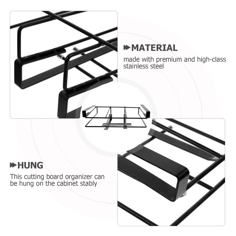 Metal Cutting Board Holder Mug Storage Holder Under Cabinet Shelf Chopping Board Rack - Image 3