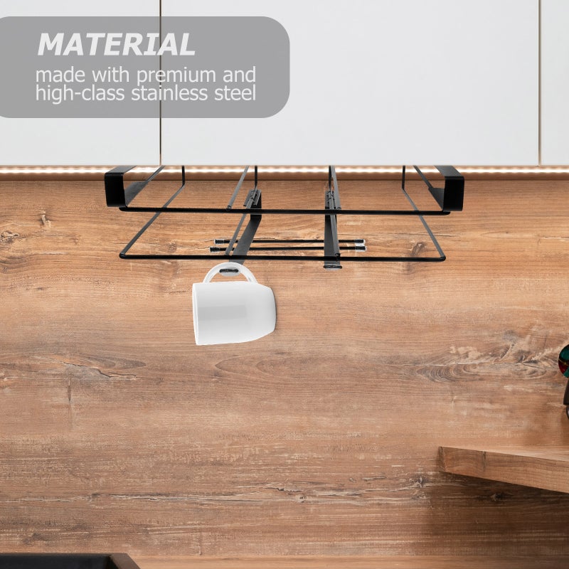 Metal Cutting Board Holder Mug Storage Holder Under Cabinet Shelf Chopping Board Rack - Image 4