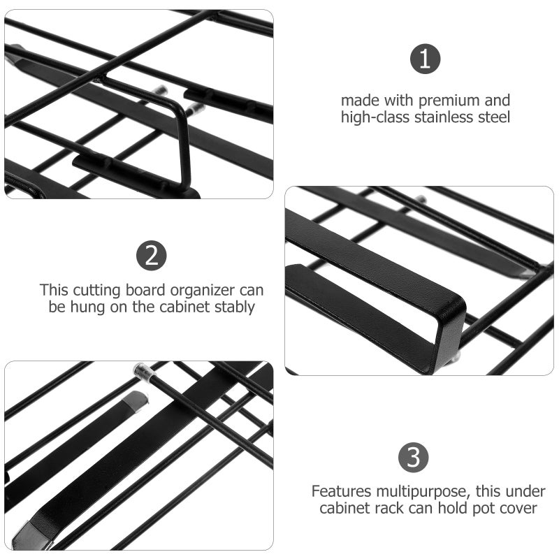 Metal Cutting Board Holder Mug Storage Holder Under Cabinet Shelf Chopping Board Rack - Image 2