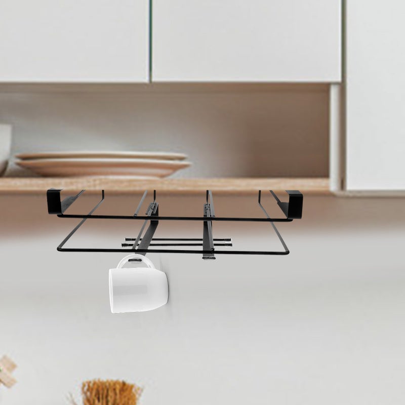 Metal Cutting Board Holder Mug Storage Holder Under Cabinet Shelf Chopping Board Rack - Image 5