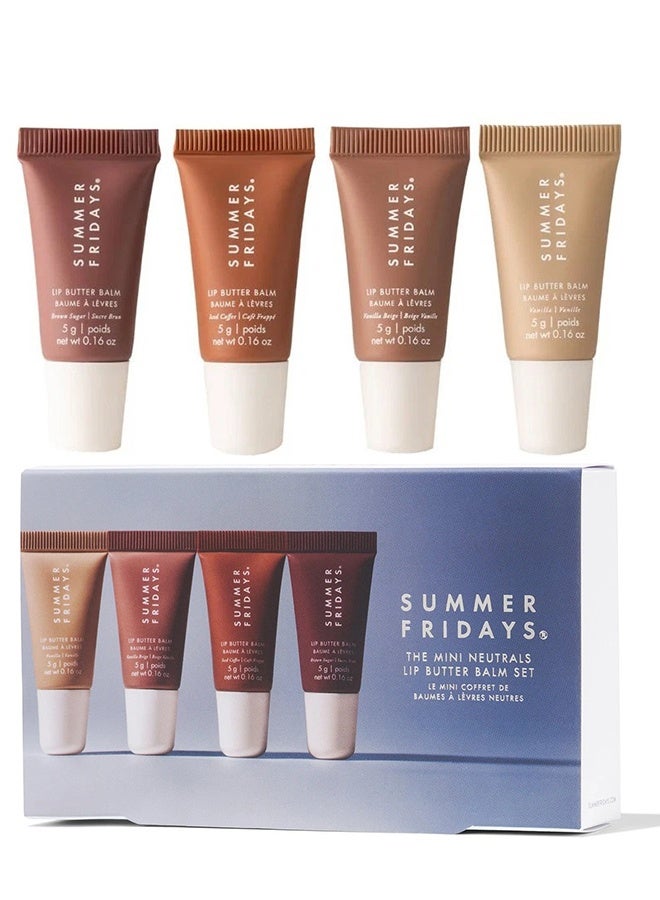 SUMMER FRIDAYS The Mini Neutrals Lip Butter Balm Set, Lip Complimentary Sheet Masque, Soothe and Nourish Dry Lips in Journey, 4*5g - Image 1