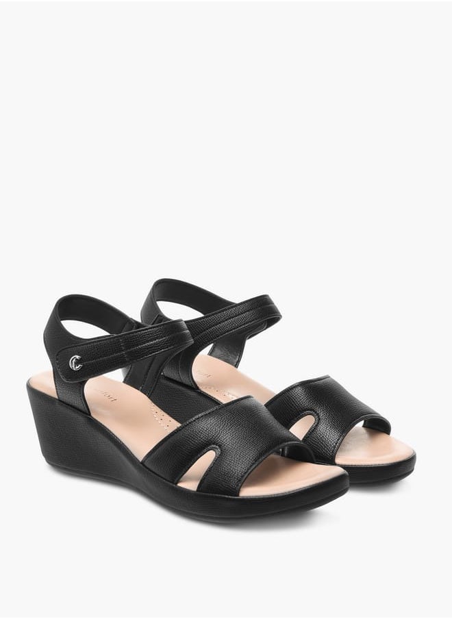 Le Confort - Womens Wedge Heeled Sandals With Hook And Loop Closure - Image 1