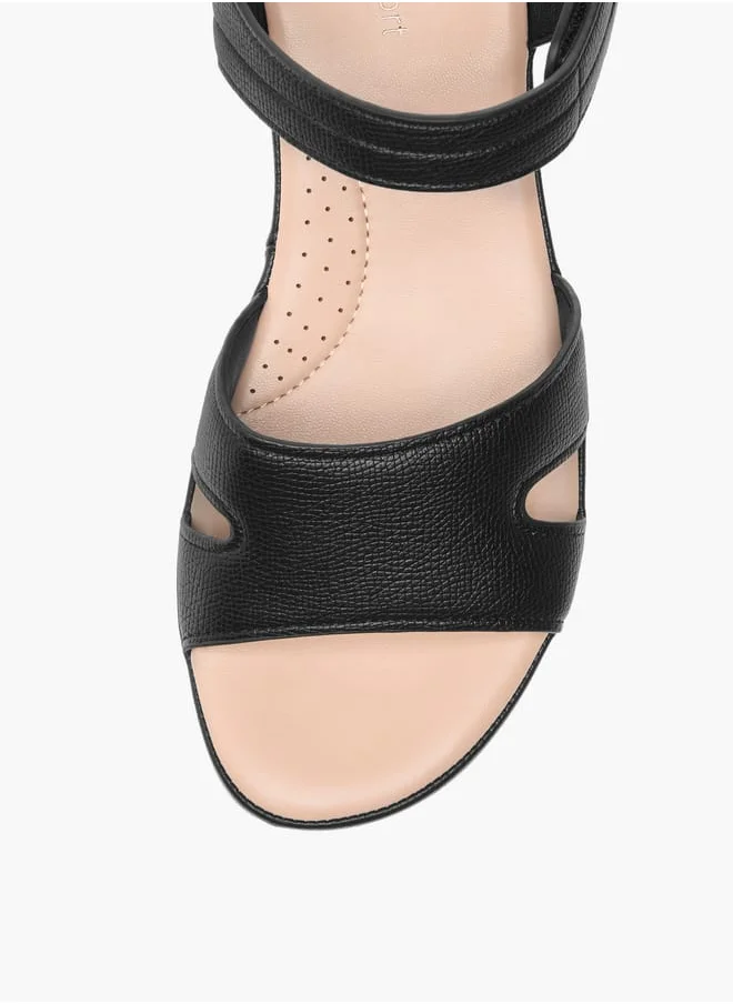 Le Confort Womens Wedge Heeled Sandals With Hook And Loop Closure