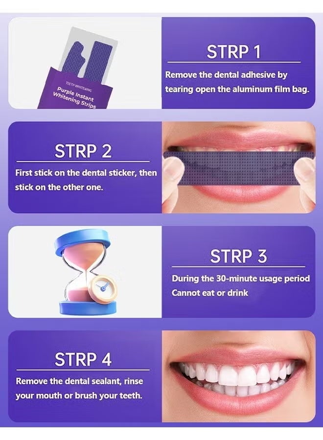 IVISMILE Purple Instant Whitening Strips, V34 Teeth Whitening Strips, Purple Tooth Whitening, Tooth Stain Treatment, Gum Care&Stain Removal, Removes Yellow Stains&Bad Breath, Combining Whitening And Colour Correction 14 Treatments - Image 5