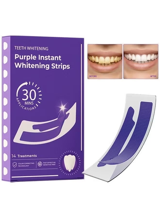 IVISMILE Purple Instant Whitening Strips, V34 Teeth Whitening Strips, Purple Tooth Whitening, Tooth Stain Treatment, Gum Care&Stain Removal, Removes Yellow Stains&Bad Breath, Combining Whitening And Colour Correction 14 Treatments - Image 1