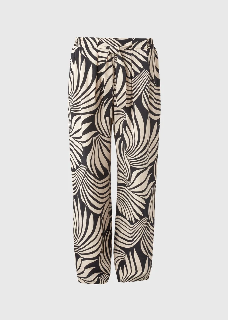 Matalan Black Mono Print Wide Leg Trousers