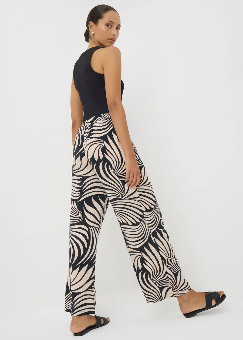 Matalan Black Mono Print Wide Leg Trousers