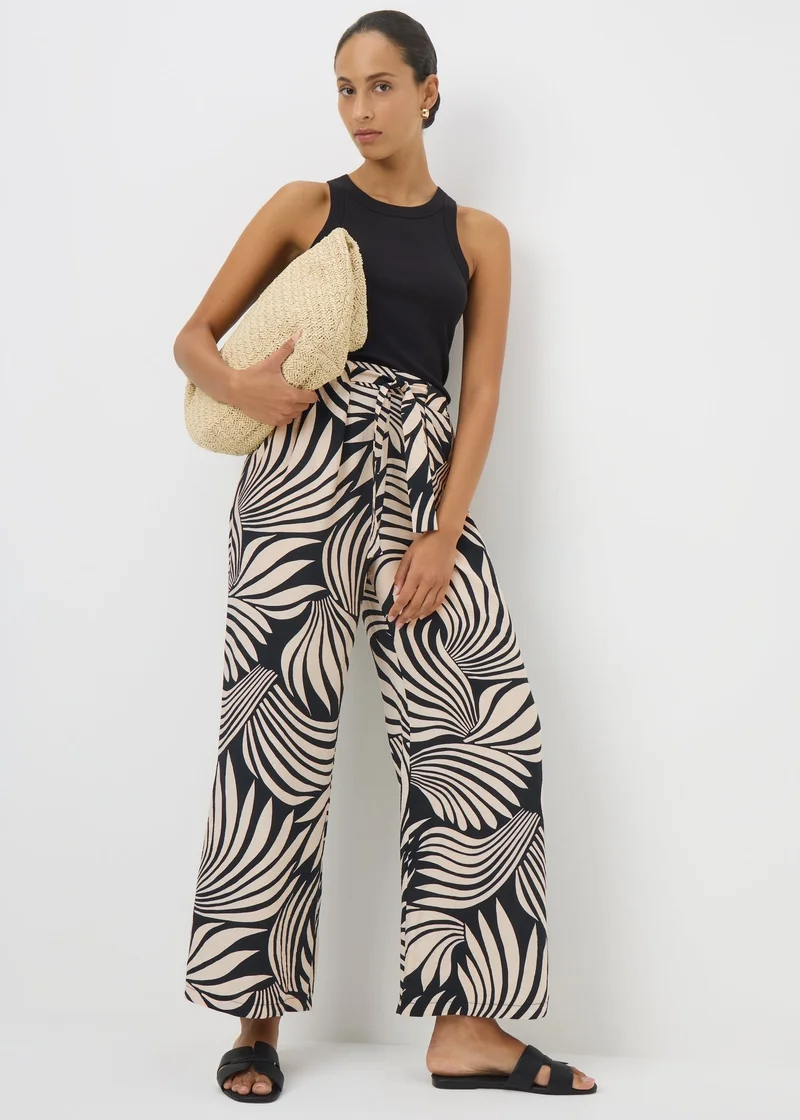 Matalan Black Mono Print Wide Leg Trousers