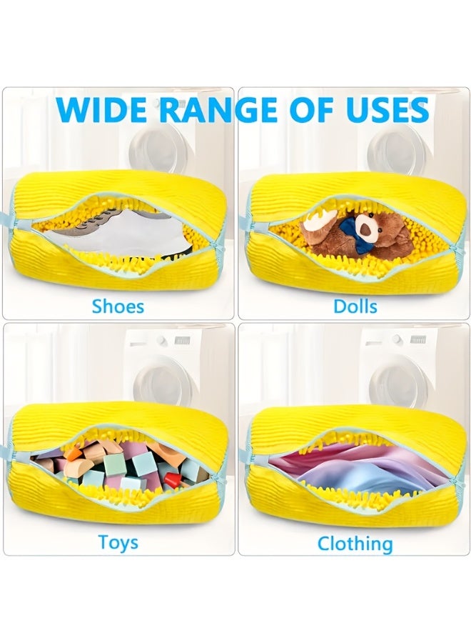 Fasola Shoe Wash Bag, 1 Pack 39x19cm Laundry Bag for Shoes, Thick Chenille Sneaker Wash Bag, Durable Machine Washable Shoe Cleaning Bag, Protective Reusable Shoe Protector Bag for Men Women and Kids (Yellow) - Image 3