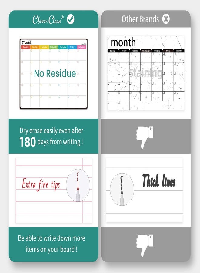 Clever Clean Magnetic Dry Erase Chore Chart, Monthly Calendar Set - 14.5"x11" Monthly Calendar, Chore Board for Fridge - 6 Extra Fine Point Markers Included - Shipped Flat - Image 4