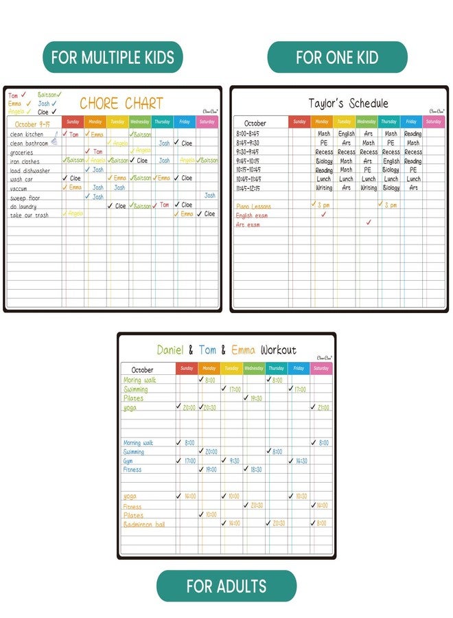 Clever Clean Magnetic Dry Erase Chore Chart, Monthly Calendar Set - 14.5"x11" Monthly Calendar, Chore Board for Fridge - 6 Extra Fine Point Markers Included - Shipped Flat - Image 5