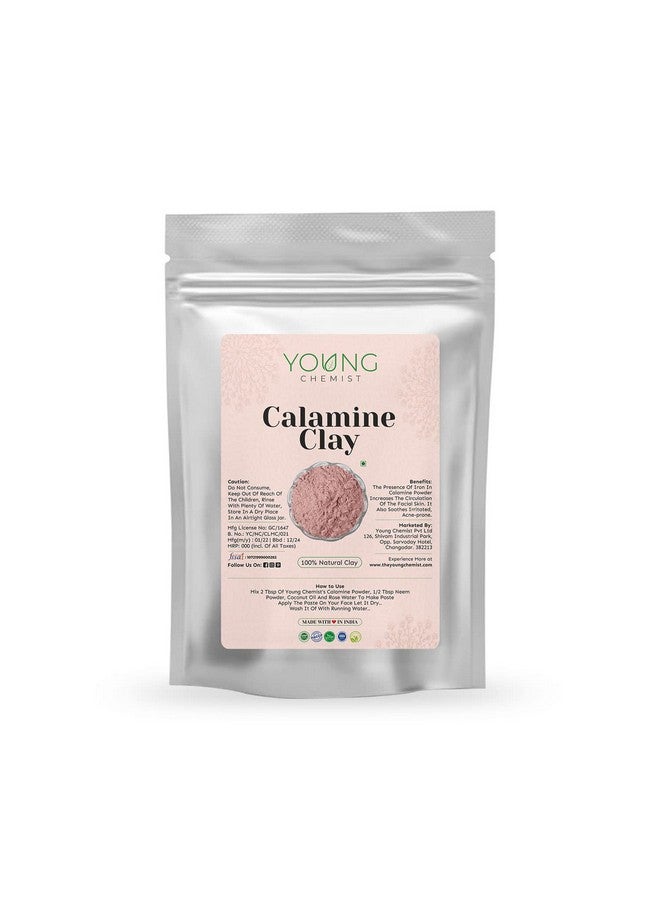 Young Chemist's Calamine Clay/Lighten dark spots/Raw, Vegan and Organic with Antiseptic Properties/Paraben free/Good for Body, Face and Hair (all Skin Type, Powder Form, Pink, 500 grams) - Image 1