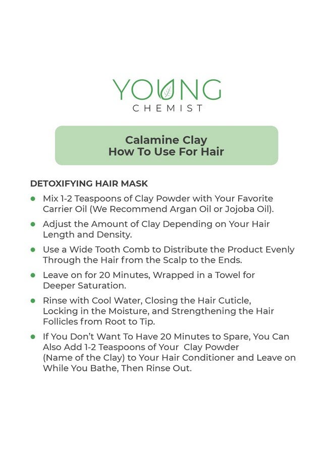Young Chemist's Calamine Clay/Lighten dark spots/Raw, Vegan and Organic with Antiseptic Properties/Paraben free/Good for Body, Face and Hair (all Skin Type, Powder Form, Pink, 500 grams) - Image 5