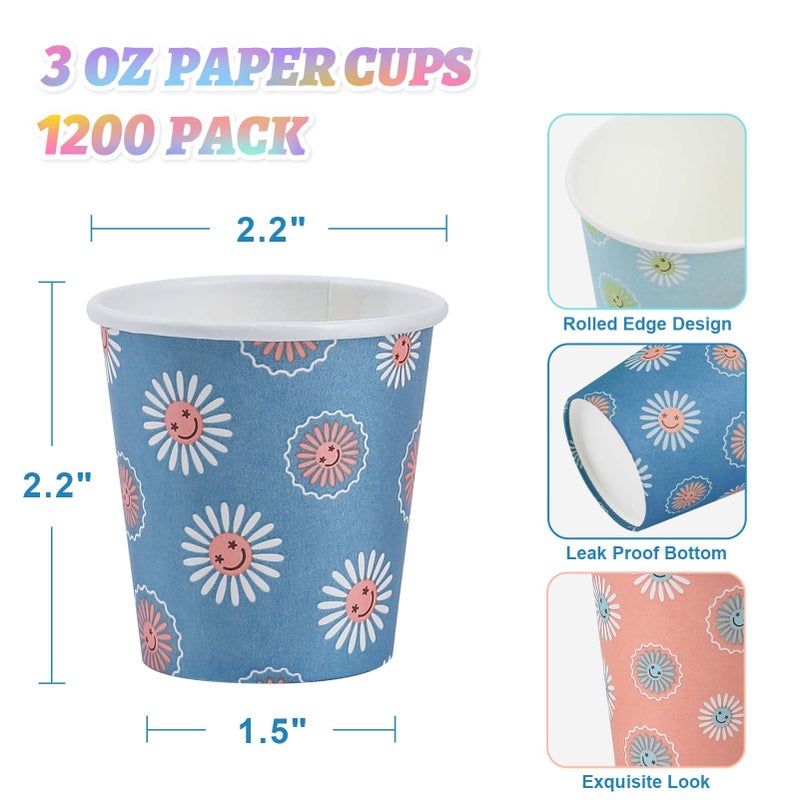 SIUQ 1200 Pack 3 oz Paper Cups, Disposable Bathroom Cups, Mini Mouthwash Cups, Small Cup 3 Ounce for Bathroom, Party, Picnic, BBQ, Travel(Daisy) - Image 5