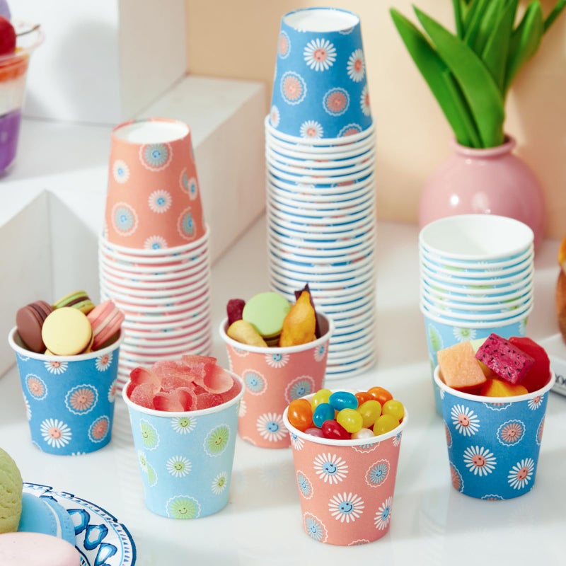SIUQ 1200 Pack 3 oz Paper Cups, Disposable Bathroom Cups, Mini Mouthwash Cups, Small Cup 3 Ounce for Bathroom, Party, Picnic, BBQ, Travel(Daisy) - Image 3
