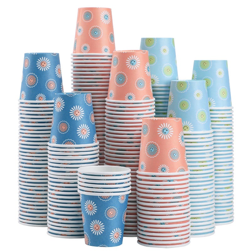 SIUQ 1200 Pack 3 oz Paper Cups, Disposable Bathroom Cups, Mini Mouthwash Cups, Small Cup 3 Ounce for Bathroom, Party, Picnic, BBQ, Travel(Daisy) - Image 1