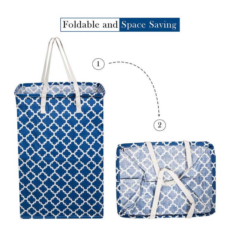 Kuber Industries Laundry Basket | Star Laundry Basket | Canvas Storage Bag with Handles | Clothes Storage Basket for Home | 75 LTR | Large | Pack of 2 | Royal Blue - Image 5