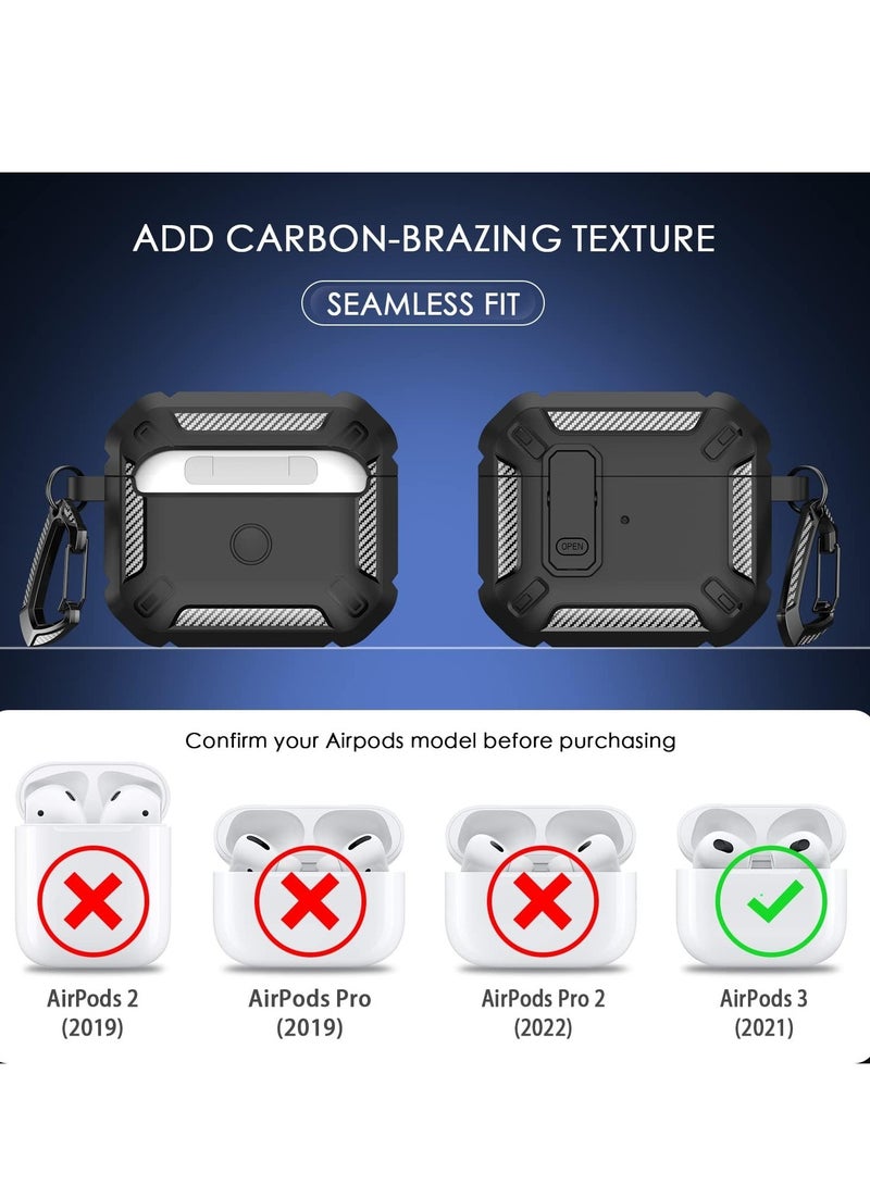 general AirPods 3rd Generation Case Cover with Cleaner Kit, Military Hard Shell Protective Armor with Lock for AirPod Gen 3 Charging Case 2024,Front LED Visible,Black - Image 5