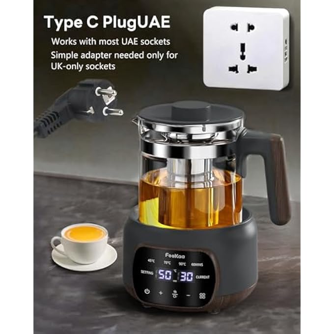 feekaa Electric Kettle Glass Kettle With 1 Temperature Control 72H Keep Warm 13L Capacity 37~95 Adjustable Water Kettle For Tea KettleCoffeeMilk PowderSoupBlack - Image 5