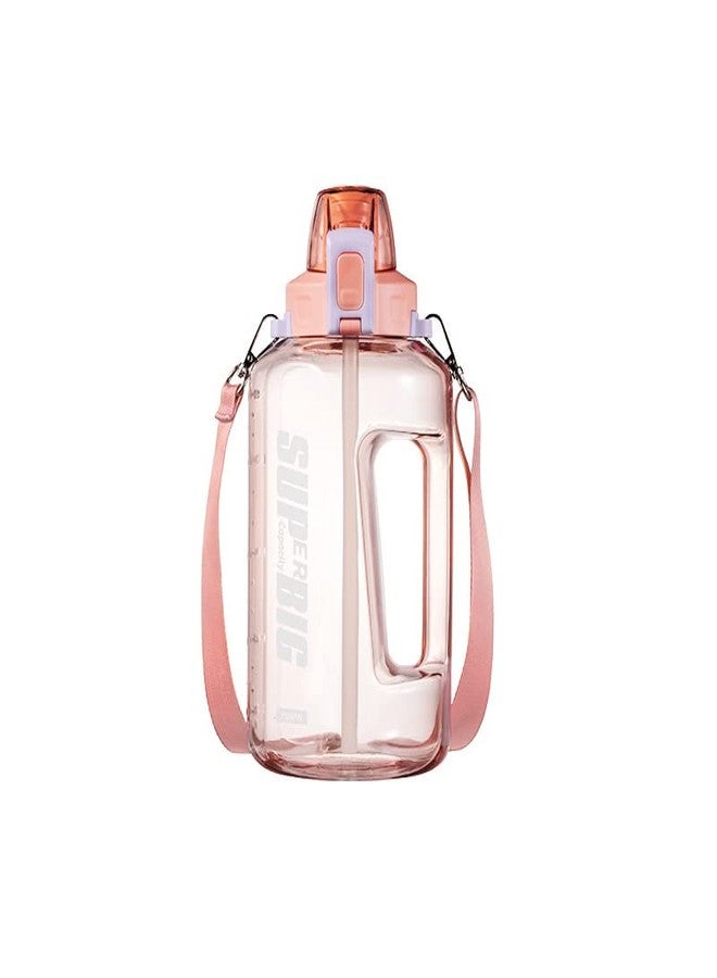 TEMSON 1500ml Water Bottle with Straw and Shoulder Strap and Sticker for Students and Children Outdoor Camping Travel Gym Motivational Sports Water Jug Bottles with Time Marker(FQ-3145) (Pink) - Image 3