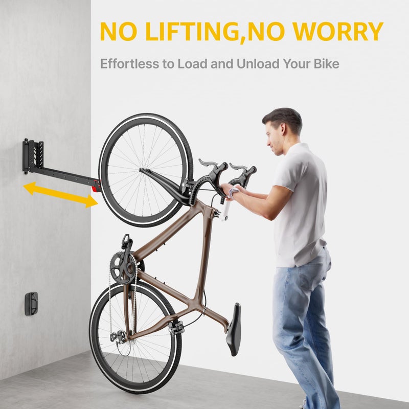 monTEK Swivel Bike Wall Mount, No Heavy Lifting Required Bike Wall Mount, Bike Hangers for Garage, Space-Saving Bike Rack Garage, Easy to Load and Unload, Bike Hanger Can Hold Up to 77 lbs, 4 Pack - Image 3
