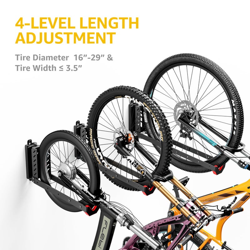 monTEK Swivel Bike Wall Mount, No Heavy Lifting Required Bike Wall Mount, Bike Hangers for Garage, Space-Saving Bike Rack Garage, Easy to Load and Unload, Bike Hanger Can Hold Up to 77 lbs, 4 Pack - Image 4
