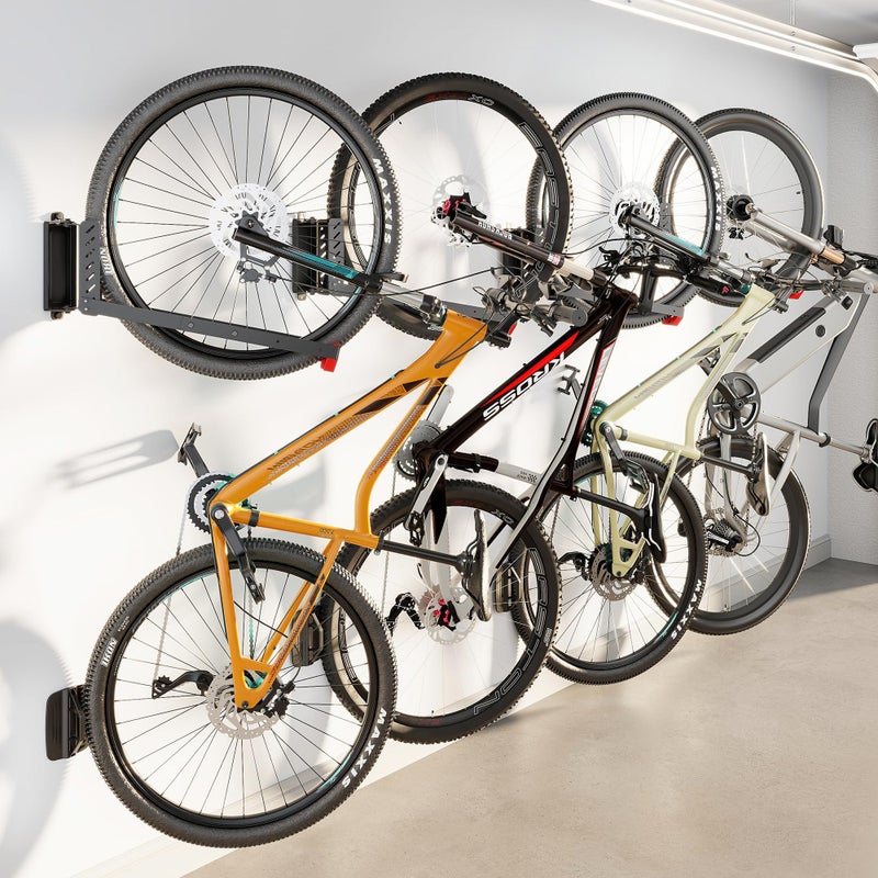 monTEK Swivel Bike Wall Mount, No Heavy Lifting Required Bike Wall Mount, Bike Hangers for Garage, Space-Saving Bike Rack Garage, Easy to Load and Unload, Bike Hanger Can Hold Up to 77 lbs, 4 Pack - Image 1