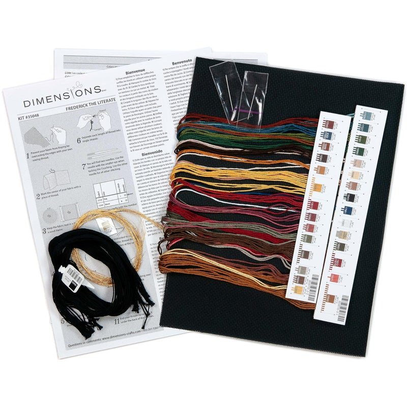Dimensions 'Frederick the Literate' Snoozing Cat Counted Cross Stitch Kit, 14 Count Black Aida, 12" x 11" - Image 3